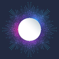 Sticker - quantum computer technology banner design template concept. deep learning artificial intelligence. b
