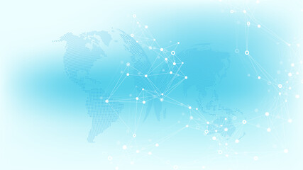 Wall Mural - technology abstract background with connected line and dots. big data visualization. artificial inte