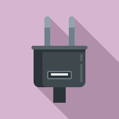 Wall Mural - Charger plug icon flat vector. Charge phone