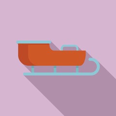 Wall Mural - Winter sleigh icon flat vector. Santa sledge