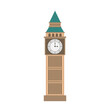 Big ben tower. Flat design vector illustration isolated on white background.