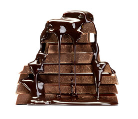 chocolate sweet food dessert stack syrup candy leaking liquid delicious ingredient melt topping