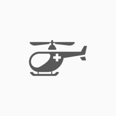 Wall Mural - emergency helicopter icon, hospital vector