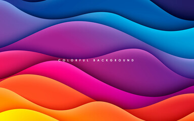 Wall Mural - Colorful papercut background wavy dimension
