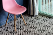colorful retro furniture interior design detail with vintage tiles and chair