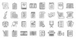 Scenario icons set outline vector. Event fabrications