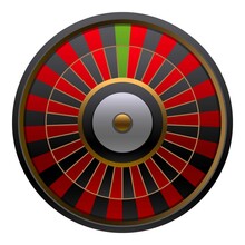 Lucky roulette spin icon cartoon vector. Casino wheel