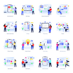 Web and Software Development Flat Illustrations

