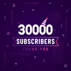 Thank you 30000 subscribers, 30K subscribers celebration modern colorful design.