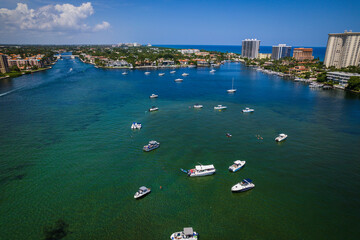 Sticker - Aerial Drone of Lake Boca Raton Florida 