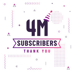 Thank you 4M subscribers, 4000000 subscribers celebration modern colorful design.