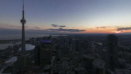 Wall Mural - Toronto, Canada, Timelapse - The financial district of Toronto from day to night