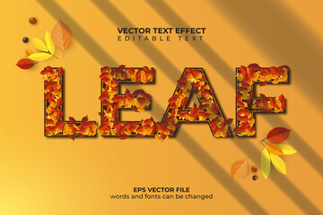autumn leaves. text effect with leaf pattern