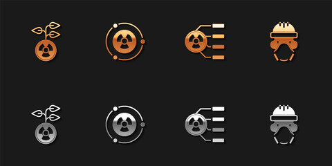 Sticker - Set Radioactive, , and Nuclear reactor worker icon. Vector