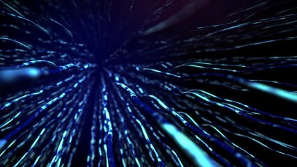 Wall Mural - Abstract background 3D animation shiny fiber futuristic connection structure transform in space. Great for technological, scientific, sci-fi, etc.