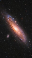 Andromeda Galaxy in space captured with a telescope with colorful stars 