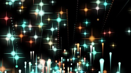 Wall Mural - abstract fireworks of multicolored stars-like particles leaving a trail in space. beautiful backgrou