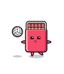 Sticker - Character cartoon of matches box is playing volleyball