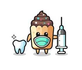 Canvas Print - Mascot character of cupcake as a dentist