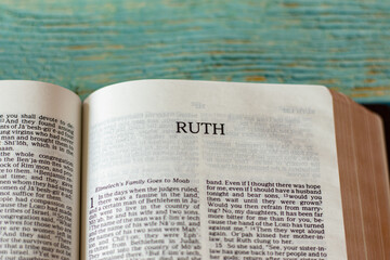Wall Mural - Ruth Book of the Bible. Loyalty, faithfulness, humility biblical concept. Love and faith toward God and Jesus Christ.