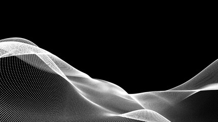 Canvas Print - dot white black wave technology texture background. abstract big data digital concept. 3d rendering.