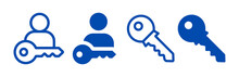 User With Key Icon. Personal Key Icon. Security Symbol