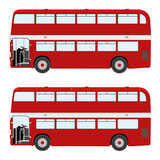 Fototapeta  - Set of red London Double Decker Bus  side view flat design illustrator modern generic 