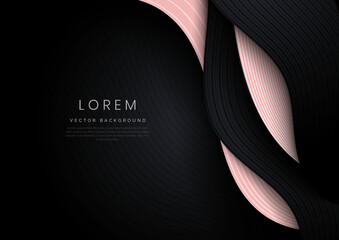 Abstract modern black background with stripe line curve layer design.