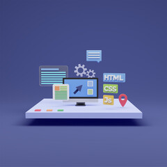 3D rendering Web post-development software Website programming and coding