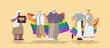 © mast3r - mix race senior people group holding lgbt rainbow flag gay lesbian love parade pride festival transgender love concept