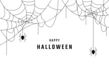Happy Halloween Background Vector Design, Spider Web