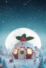 Wall Mural - Cute cozy fairy house decorated at Christmas