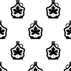 Wall Mural - Maple Syrup Icon Seamless Pattern, Bottle Of Maple Tree Syrup