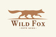 Wild fox silhouette logo design. Canine wildlife sign. Wilderness animal brand icon. Vector illustration.