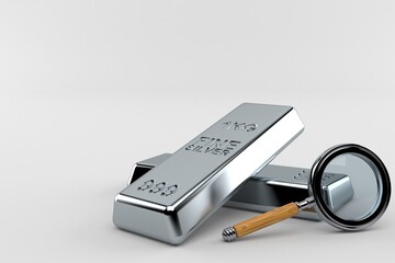 Sticker - Silver ingots with magnifying glass