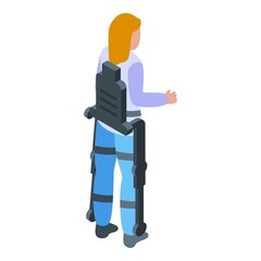 Wall Mural - Woman exoskeleton icon isometric vector. Robot suit. Human body