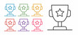 © Iryna - Set line Award cup icon isolated on white background. Winner trophy symbol. Championship or competition trophy. Sports achievement sign. Set icons colorful. Vector