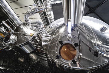 Wall Mural - Craft beer brewing equipment in privat brewery