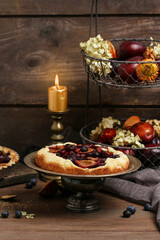 Canvas Print - Traditional round, plum pie.