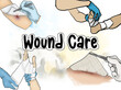 Modern illustration of a compilation theme of wound care. Composition: A collage of different dressings in cartoon style