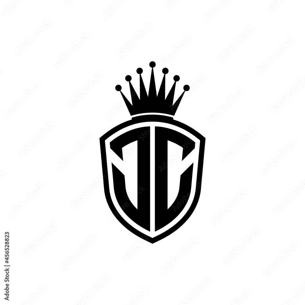 Monogram logo with shield and crown black simple JC Stock Vector ...