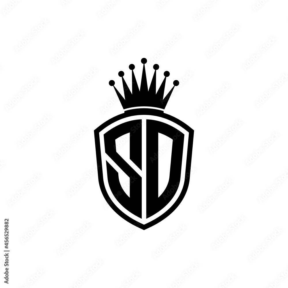 Monogram logo with shield and crown black simple SD Stock Vector ...