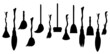 Vector image of a set of black silhouettes of brooms in simple style isolated on white background. EPS 10