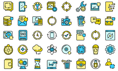 Sticker - Regeneration icons set. Outline set of regeneration vector icons thin line color flat isolated on white