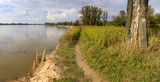 Fototapeta  - Tourist trail on the bank of the Vistula River being destroyed by erosion, south of Warsaw, Mazovia, Poland