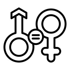 Sticker - Gender equality rights icon outline vector. Couple discrimination. Social justice