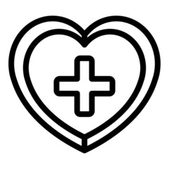 Wall Mural - Medical heart icon outline vector. Human cardiac. Healthy organ