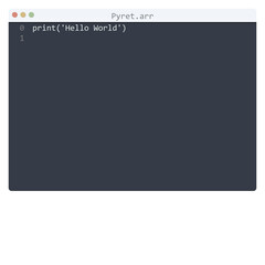 Pyret language Hello World program sample in editor window