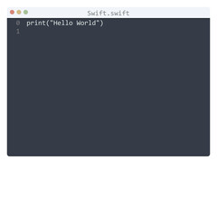 Swift language Hello World program sample in editor window