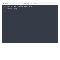 XLisp language Hello World program sample in editor window